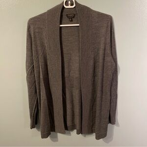 Talbots Charcoal Open Front Cardigan 100% Merino Wool Size M
